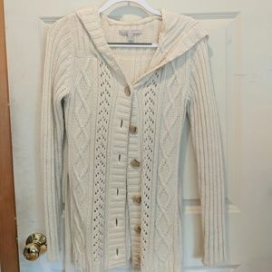 Cream front tie cardigan